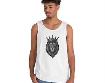 Majestic Lion Graphic Tank Top: Unisex Heavy Cotton, Summer Festival Wear