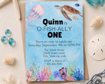 Faire-part d'anniversaire O-FISH-ALLY ONE