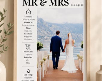 Custom Wedding Photo Sign, 11x14 Canva Editable Template (Digital Download)