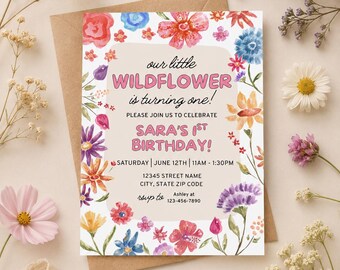 Faire-part d'anniversaire pour notre petite fleur sauvage