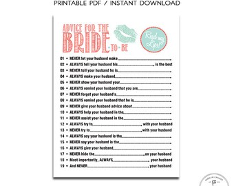 bridal shower advice game