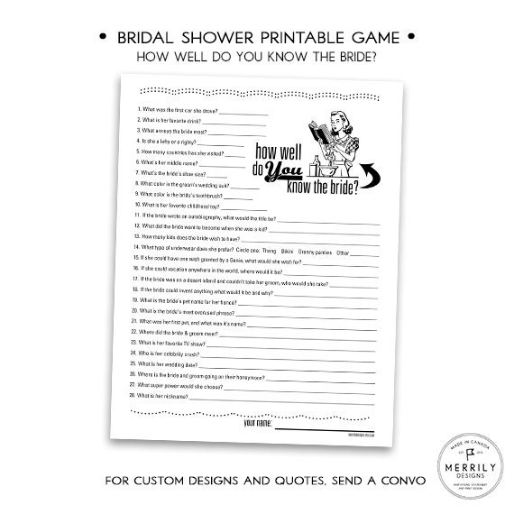How Well Do You Know the Bride Printable Bridal Shower - Etsy How Well Do You Know the Bride Printable Bridal Shower - Etsy