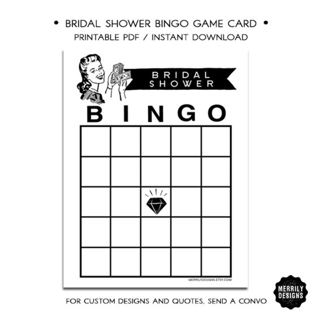Bridal Shower Bingo Game Printable Bridal Shower Game Etsy