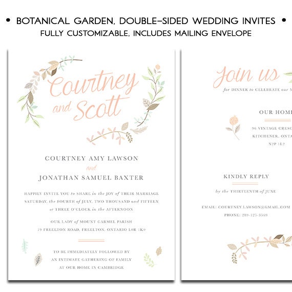 Blush Wedding Invites Fresh Floral Nature Wedding Etsy