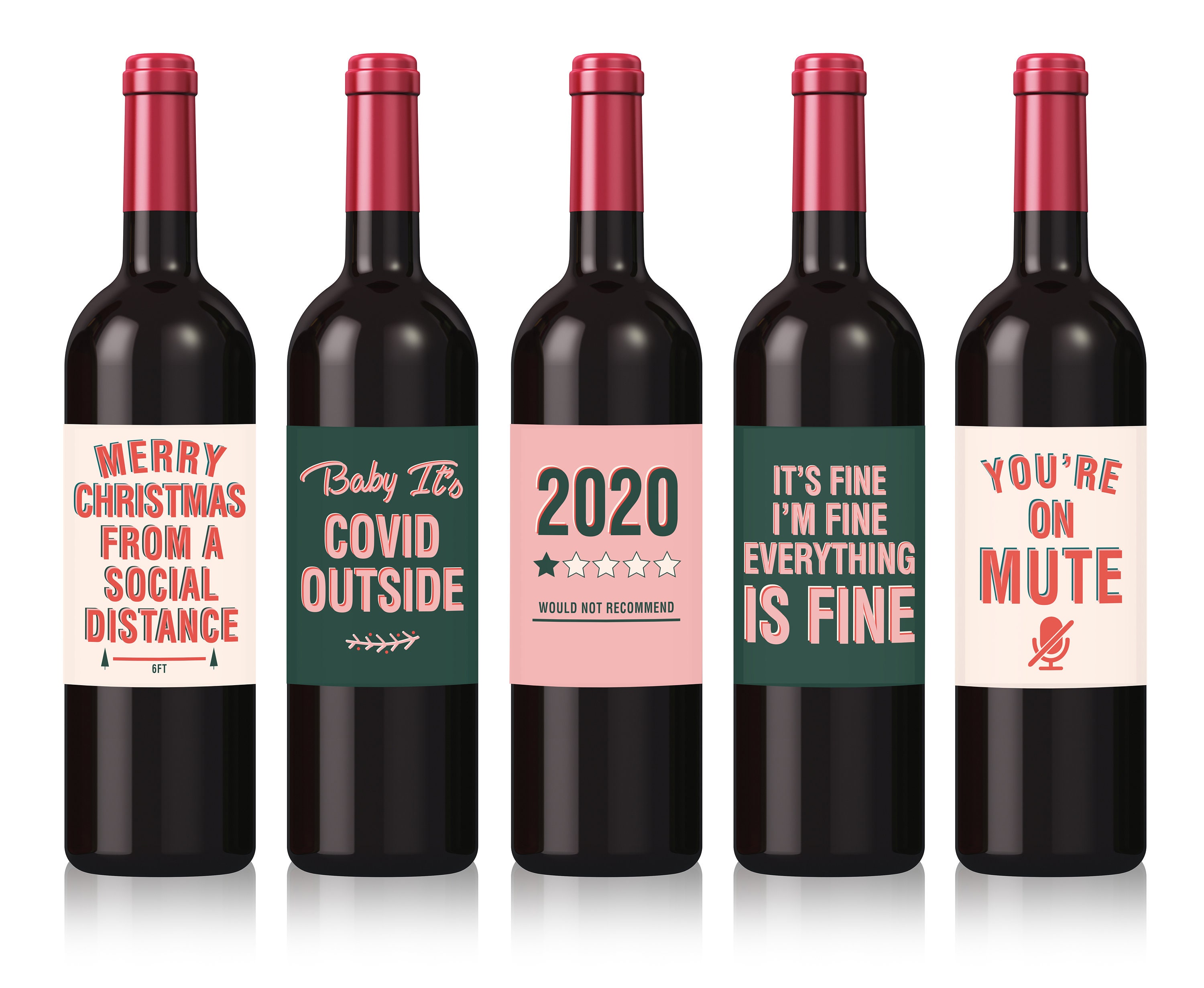 Christmas 2020 Wine Labels Fun Holiday Wine Labels Funny 2020 Wine Labels 