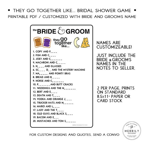 Personalized Bridal Shower Game Funny Fill in the Blank - Etsy Australia Personalized Bridal Shower Game Funny Fill in the Blank - Etsy Australia