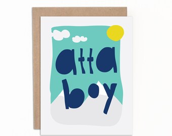Congratulations Card, Graduation Card, Card for Him, Atta Boy, Well Done, Good Luck, Bon Voyage, Just Because Card with Kraft Envelope