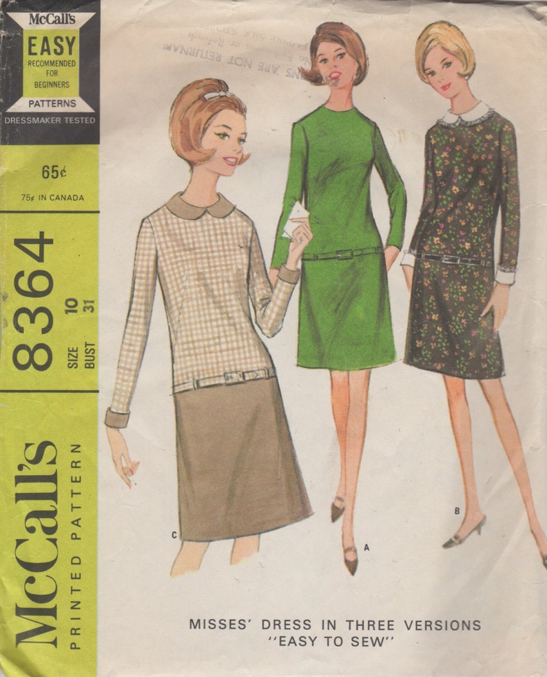 60's Vintage McCall's Mod French Dart Dress Pattern Etsy