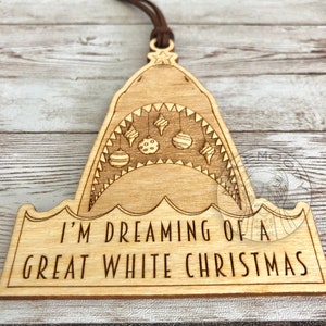 Great White Shark ORNAMENT Christmas Ornament White Christmas Ornament, Shark Ornament, Great White Christmas Ornament, Shark Week image 2