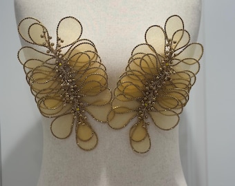 Gold 3D Strass Blumen Haarteil Applikation