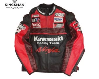 カワサキ Ninja レザーバイクジャケット：CEアーマー、牛革レーシング
