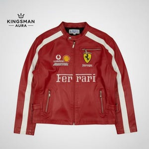 Ferrari フェラーリ レザージャケット 未使用 M ピンク×ホワイト Ferrari フェラーリ レザージャケット 本革 未使用 M ピンク