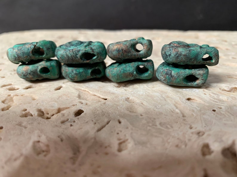 earthy tribal primitive stoneware clay #13476 black wabi sabi. rustic 8 bead drops small pendants turquoise \u2026copper patina..