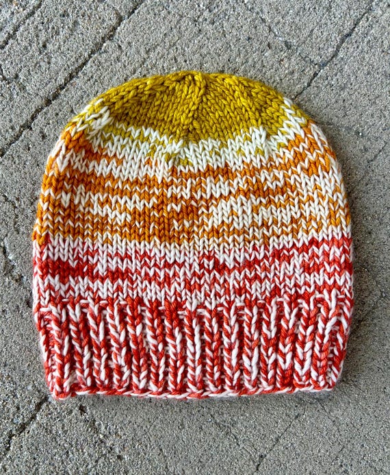 Buy Hand Knit Merino Wool Hat | Hand Dyed Marled Wool Beanie  display picture 1