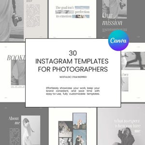 30 Editable Modern Instagram Posts | Canva Templates for Photographers | Editorial Feed + Carousel Layouts