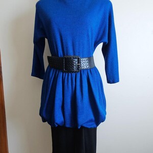 Vintage Dawn Joy Fashions Bubble Skirt Dress, Black/Blue, Sz 11/12