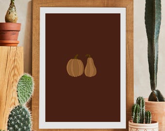 Autumn Pumpkins Print: Minimalist Fall Decor (Digital Download)