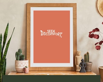 Seek Discomfort Quote Art Print: Minimalist Inspiration (Digital Download)