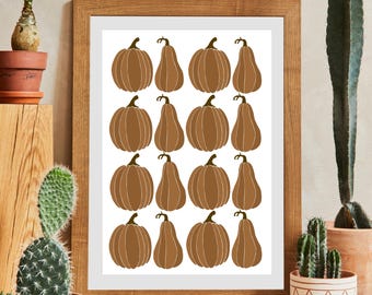 Autumn Pumpkin Printable Wall Art: Minimalist Fall Decor (Digital Download)