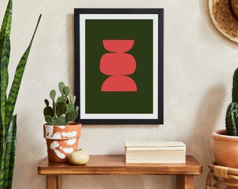 Abstract Aura Wall Art Print Pink Dark Green Positive Vibes Digital Download