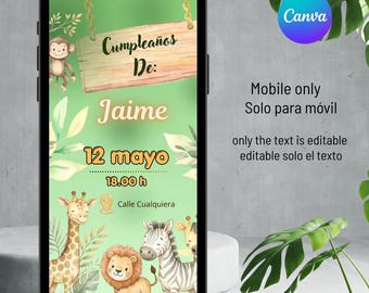 Video de cumpleaños Safari, Plantilla de cumpleaños Safari editable en canva, video animado.