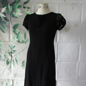 Vintage Alison Ayres Original Little Black Dress  50s 60s Open Puff Sleeves Cocktail Party Everyday Zip Back Closure Fitted Mod MSM classic