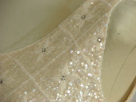 Cream Dream - Vintage Sequin Beaded Zip Back Tank… - image 2