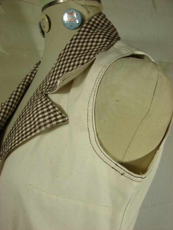 Country Miss - Brown Gingham Cream Canvas Cotton … - image 10
