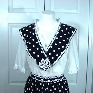 Vintage 80s Set 2 Pc Polka Dot Navy White Skirt Collar Set 80s Style Matching Molly Ringwald School Girl Church Set Conservative Prim Proper