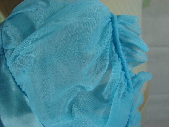 Baby Doll Blue - Ruche front floral applique vint… - image 9