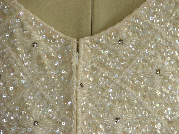 Cream Dream - Vintage Sequin Beaded Zip Back Tank… - image 6