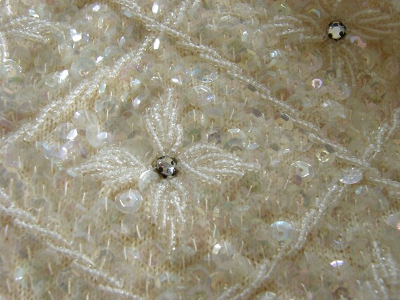 Cream Dream - Vintage Sequin Beaded Zip Back Tank… - image 8