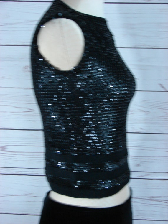 Dancing Queen - GoGo Girl Mod Vintage Black Sequi… - image 5