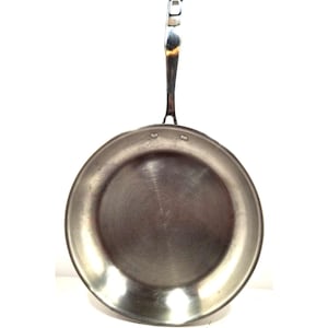 Padella/tegliaia vintage usata in acciaio inox da 30 cm con manico in acciaio inox