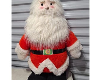 Antyczny pluszowy stojak sklepowy z logo Santa Soda Sundrop, wysokość 28 cali, brakujący kapelusz