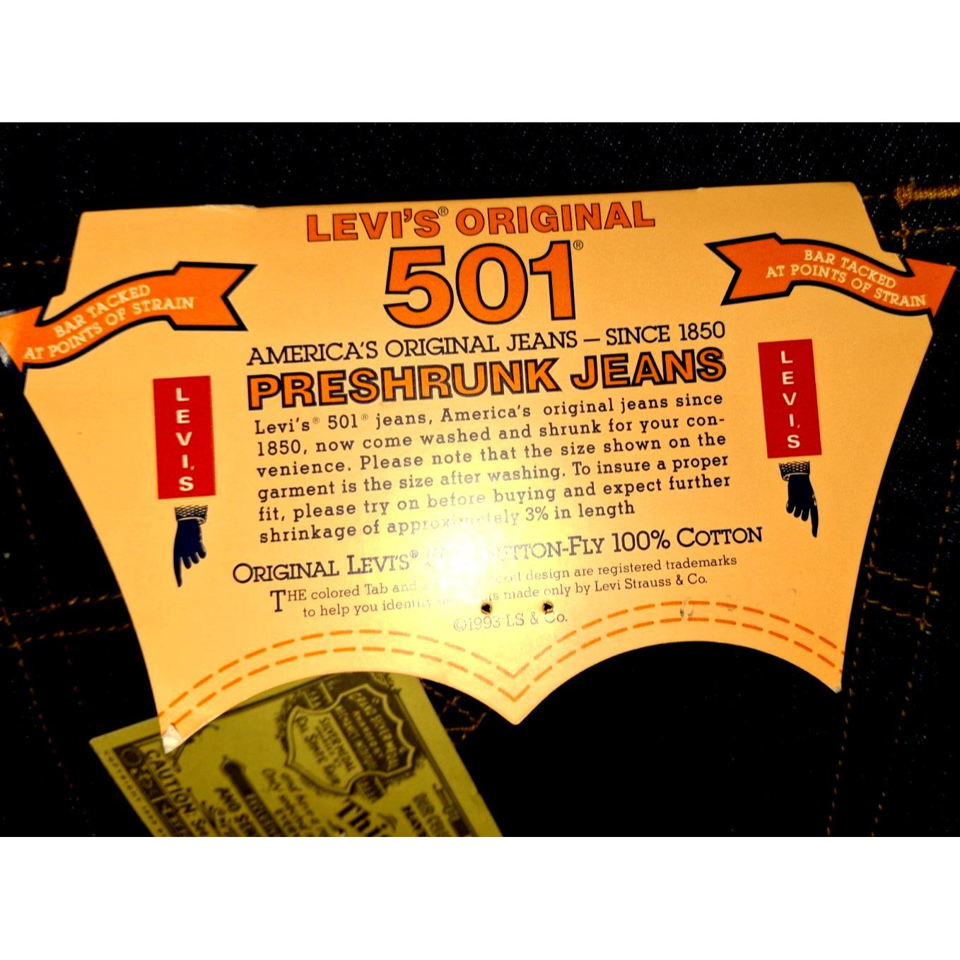 NOS 1993 Levis 501 Button Fly Jeans Size 40 X 32 Washed