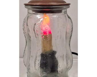 Vintage "Plantation Nut" Embossed Jar Lamp With Peanut On Cover