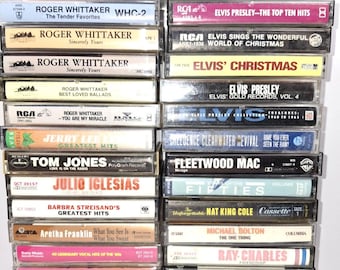 Zestaw 25 zabytkowych kaset z muzyką pop i rock z lat 80. i 90. XX wieku, nietestowanych