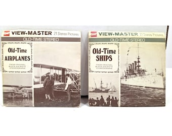 Zestaw 2 używanych zestawów płyt GAF z 1976 roku: stare samoloty i stare statki