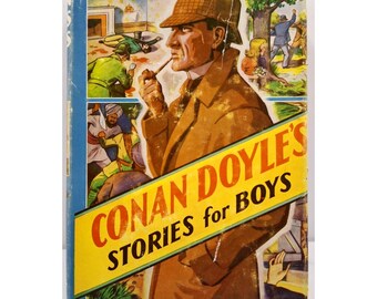 Vintage 1938 Copyright Conan Doyle's Twarda oprawa Opowiadania dla chłopców z obwolutą