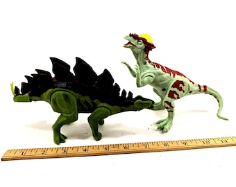 Vintage Kid Galaxy Pachycephalosaurus And Stegosaurus Dinosaurs