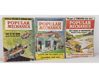 Zestaw 3 zabytkowych czasopism Popular Mechanics 8/59 - 7/60 - 9/61