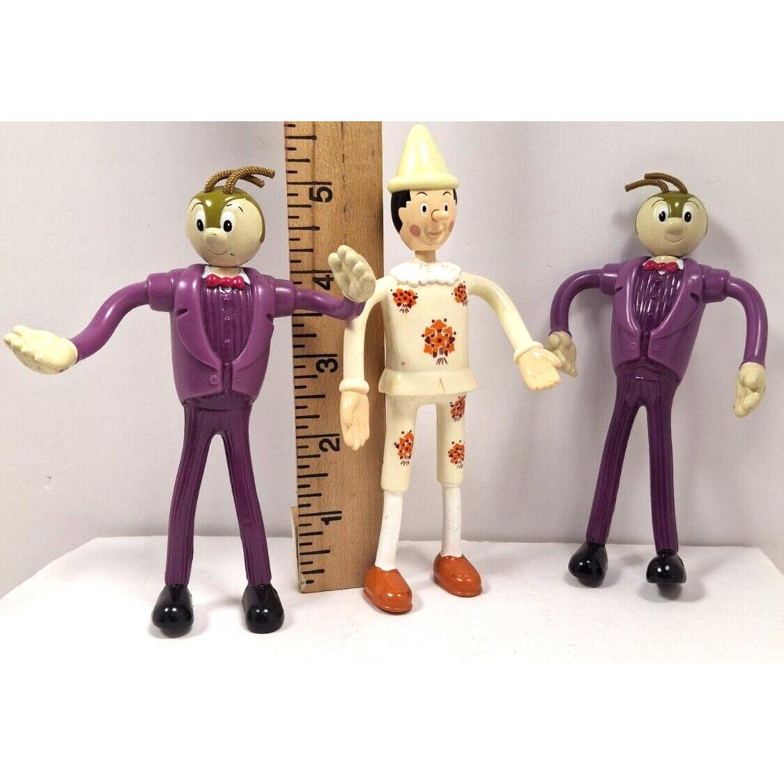 2002 McDonald's pliable « Pinocchio » et 2 figurines pliables « Cricket »