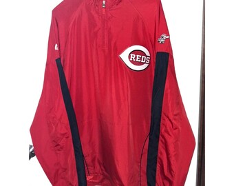 Vintage Preowned Red Majestic Cincinnati Reds Pullover Windbreaker Size XL