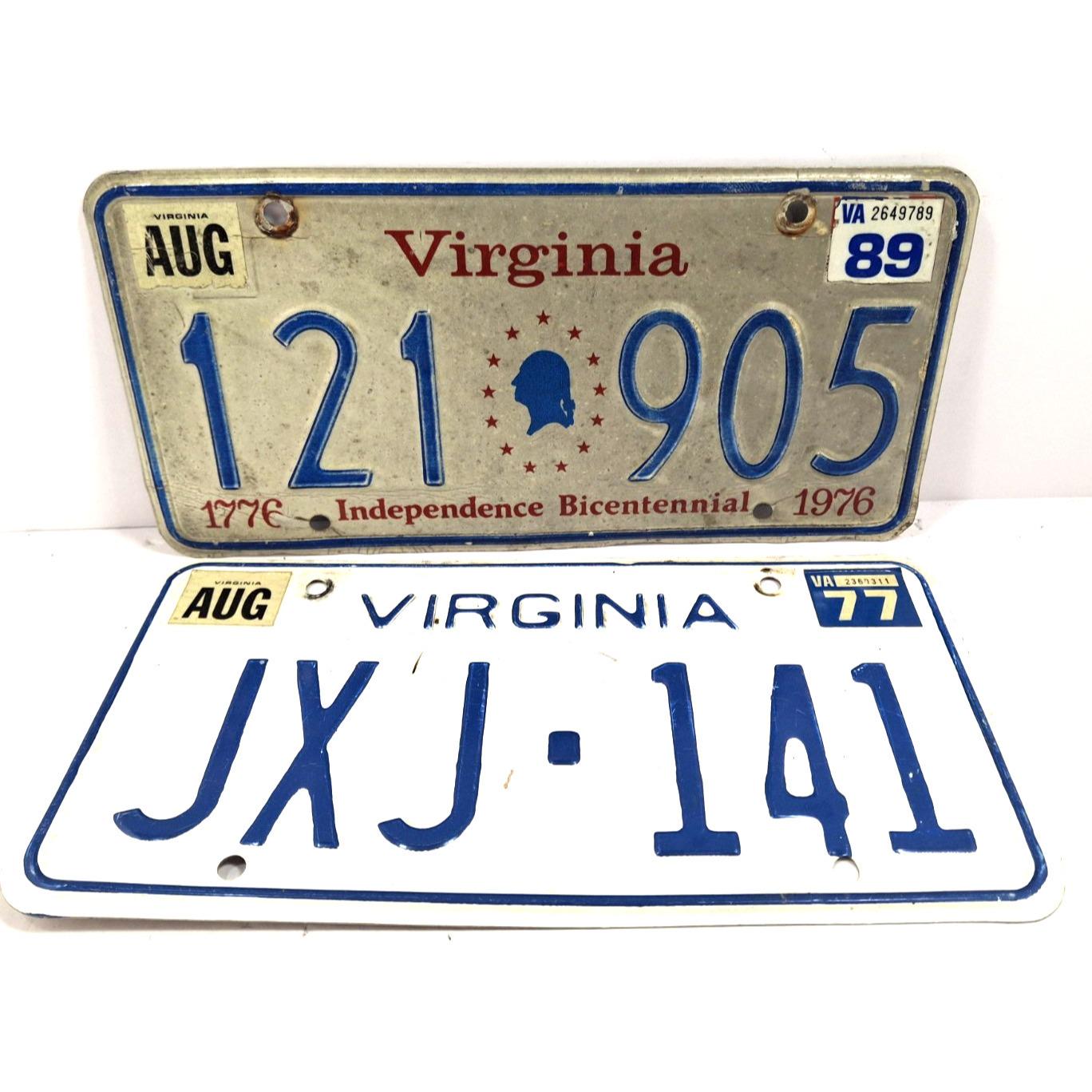 Lot of 2 Vintage Virginia License Plates 1977 & 1989 - Etsy