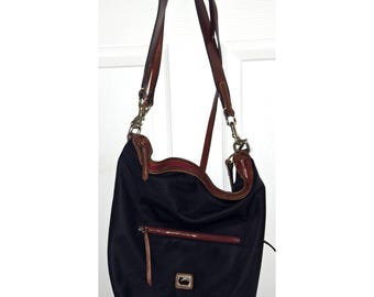 Dooney Bourke Wayfarer All Weather Cross Body Black Nylon Mini Hobo Bag