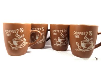 Lot Of 4 Vintage Collectible Coffee Time Mini Latte Cups