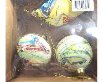 Set Of 3 Mark Roberts Nordstrom  Original Glitter Series Christmas Ornaments