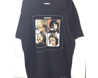 Vintage Preowned Black 2005 Official Apple Beatles Let It Be T Shirt Size XL