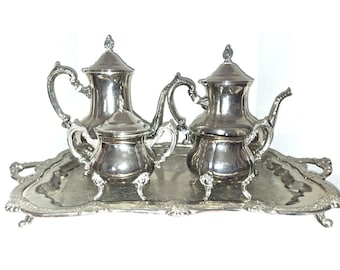 Juego de café y té de 5 piezas, chapado en plata, de la marca Vintage International Silver Co.